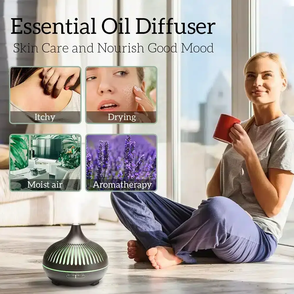Humidificateur ultrasonique en bois 500ml